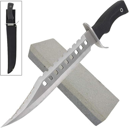 Armory Replicas Sporting Sawback 17 Knife with Dual Grit Sharpening Stone