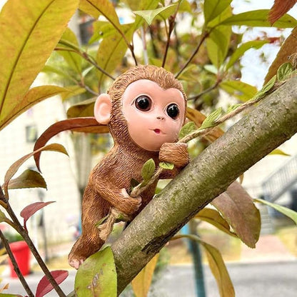 Climbing Animal Tree Hugger Statue - UV Resistant Resin Hanging Garden Sculpture, Waterproof Outdoor Decor for Yard, Patio, Porch (Monkey)