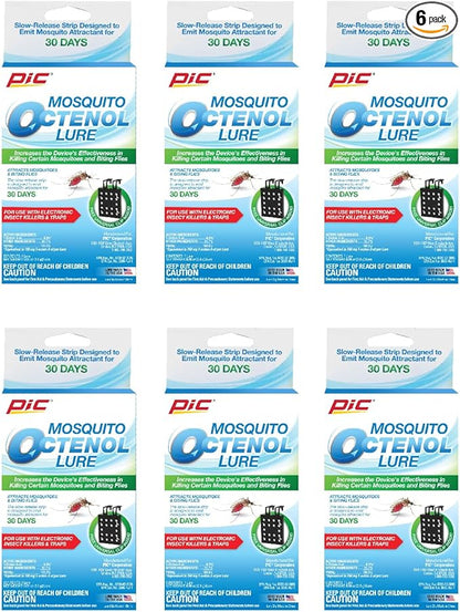 PIC Mosquito Octenol Lure (6 Pack), Attracts Mosquitoes, for Use with Electronic Insect Killers & Traps