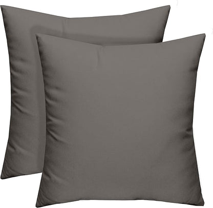 RSH DECOR: Square Throw Pillows Set of 2 | 20” x 20” | All-Weather Spun Fabric | Water and Fade-Resistant | Outdoor Accent Pillows for Patio Furniture | Charcoal Grey (Gray)