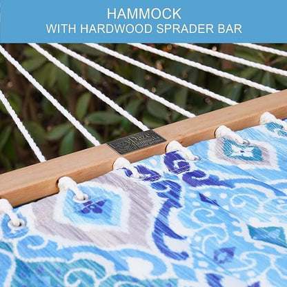 Lazy Daze Hammocks 12FT Quilted Fabric Hammock with Soft Pillow, Double 2 Person Tree Hammock with Spreader Bar for Outdoor Outside Patio Garden Yard Pool Beach, 450lbs Capacity