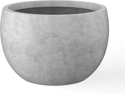 Kante 19.9" Dia Round Concrete Planter, Outdoor/Indoor Large Bowl Plant Pots with Drainage Hole and Rubber Plug for Garden Patio Balcony Home, Natural Concrete