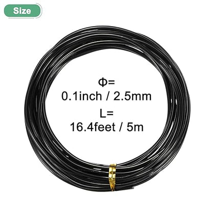 2.5mm Bonsai Training Wire, 16.4 Feet Total Anodized Aluminum Bonsai Wires for Bonsai Tree Shaping/Branches Fixing/Trunk Holding/DIY Crafting [Black]