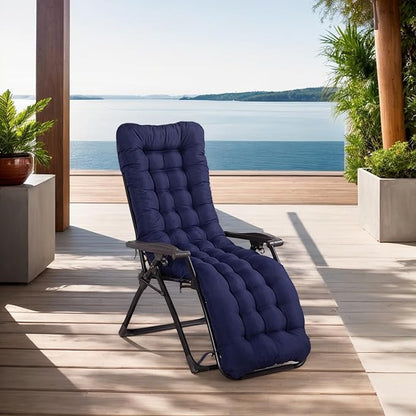 ERWUDEling Zero Gravity Lounge Chair Cushion 67 Inch - Thick & Soft Waterproof Patio Furniture Cushion for Outdoor/Indoor Use, Non-Slip with 8 Ties, Blue (19" W x 67" L x 4" T)