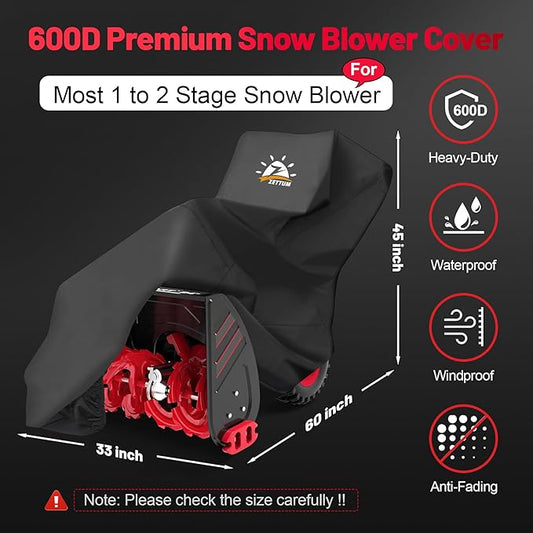Zettum Snow Blower Cover - 600D Snowblower Covers Waterproof Heavy Duty, Outdoor Snow Thrower Cover Universal Fit for EGO, Honda, Ryobi, Cub Cadet, Ariens, Troy Bilt, Snow Joe, Toro and PowerSmart