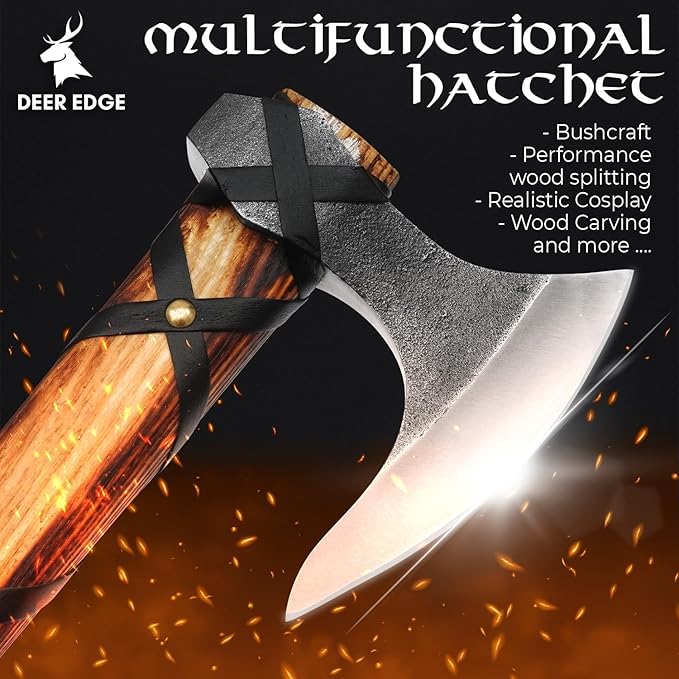 Pair of Ragnar Lothbrok Viking Axes – Hand-Forged High Carbon Steel Norse Bearded Axes Handcrafted Ash Wood Handles | Perfect Viking Gifts for Men | Antique Pair
