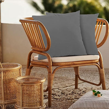 idee-home Outdoor Pillows with Inserts Included, Patio Outside Square Pillows Waterproof Set of 2, 18 x 18 inch Dark Grey