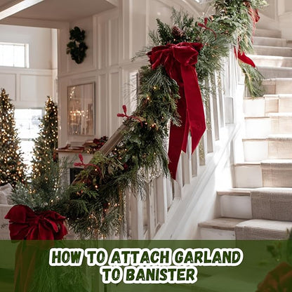 Shappy 24 Pieces Christmas Garland Banister Ties Christmas Decorative Reusable and Flexible Twist Ties for Garland, Banister Home Decoration (Burgundy)