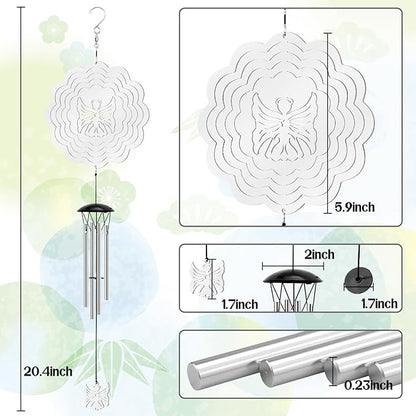 Wind Chimes with Angel Wind Spinner, Outdoor Garden Decor Wind Spinner, Gifts for Women, Mom, Retirement, Teacher, Parents Birthday, Memorial Gift for Garden Porch Patio Home Decor