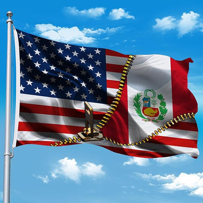 Vintage American America Usa Peruvians Peru Flags For Outside Yard 3x5 Ft Double Sided Printed 100d Polyester Lightweight Garden Welcome Outdoor Banner Brass Grommets