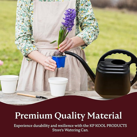 KP KOOL PRODUCTS 2 Liter Black Watering Can – Durable Plastic Indoor & Outdoor Plant Waterer – Lightweight Garden Tool with Easy Pour Spout – Perfect for Flowers, Herbs, and Houseplants – 1 Pack