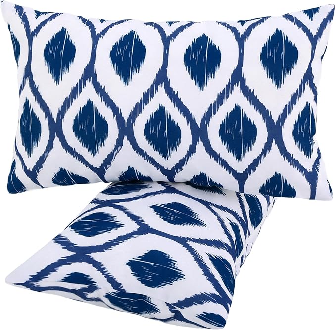 idee-home Outdoor Pillows with Inserts Included, Patio Outside Lumbar Pillows Waterproof Set of 2, 12 x 20 inch