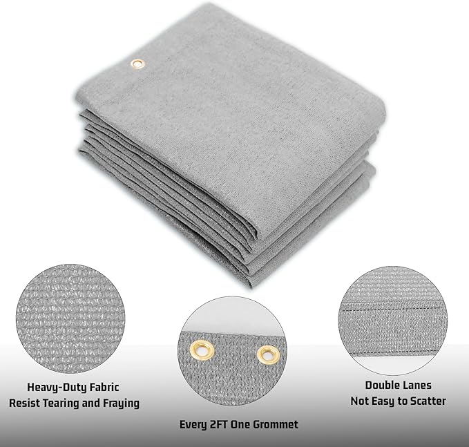 SUNNY GUARD Shade Cloth Custom Size 18x23 FT Sun Shade Screen Fabric Shade Cover Tarp with Grommets for Pergola Backyard Garden, Light Grey(We Customized)
