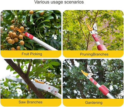 Tree Pruner with Telescoping Pole, 3.9-7.2 ft Extendable Reach, Branch Trimmer (Silver, 3.9~7.2 Ft)