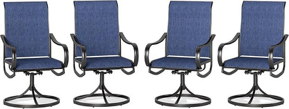 Sophia & William Patio Chairs Set of 4, Swivel Outdoor Chairs Textilene Patio Dining Chairs Heavy Duty with Metal Frame Support 300lbs for Lawn Yard Garden All Weather Blue