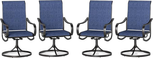 Sophia & William Patio Chairs Set of 4, Swivel Outdoor Chairs Textilene Patio Dining Chairs Heavy Duty with Metal Frame Support 300lbs for Lawn Yard Garden All Weather Blue