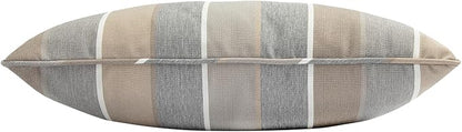 Outdoor Lumbar Pillows Water Resistant 12x20 inch,Decorative Throw Pillow Set of 2 with Insert,Hidden Zipper Headrests for Patio Furniture Sofa Couch Chair(Gray Stripe)