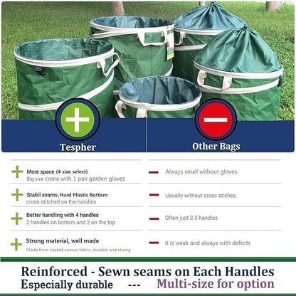 24 Gallon and 32 Gallon Collapsible Trash Can Solid Bottom for Garden Debris Bag,Yard Waste Bag,Pop-Up Trash Can,Recycling Bin,RV Camping Waste Bin,Laundry Hamper,Lawn Grass,Yard Weeds Bags,Leaf Bags