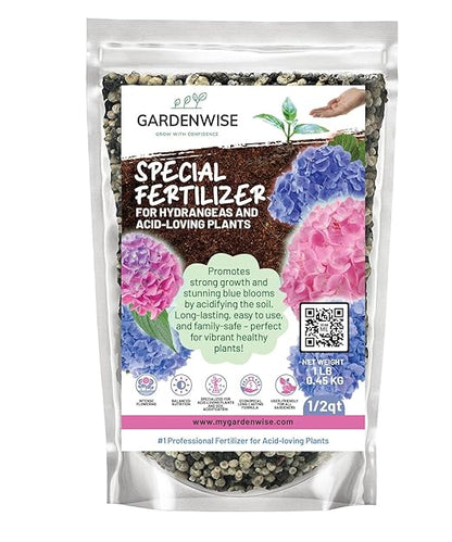 Slow Release Hydrangea Fertilizer with Iron & Sulfur – Indoor & Outdoor Soil Acidifier for Miracle Growth (1/2 qt)