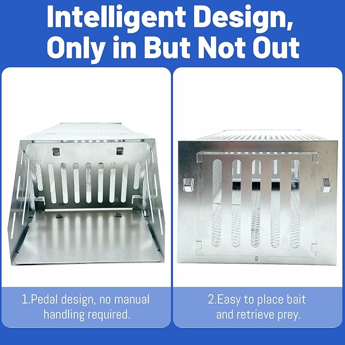 Humane Rat Trap, Automatic Continuous Cycle Mouse Traps, Catch Rat Trap Cage, That Work for Indoor and Outdoor Small Animal - Mouse Voles Hamsters Live Cage Catch and Release