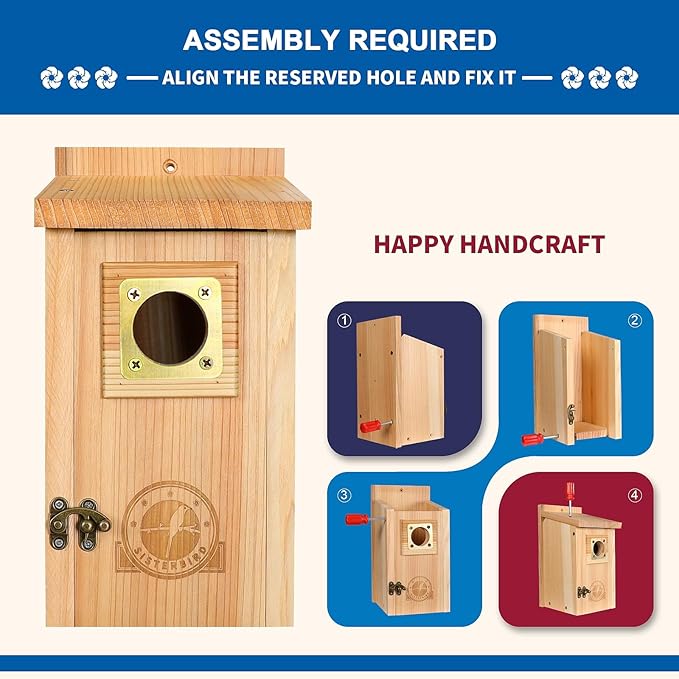 Bird Houses for Outside Clearance with Copper Guard, Cedar Bird House Outdoor, Bluebird Finch Swallow Wren Chickadee