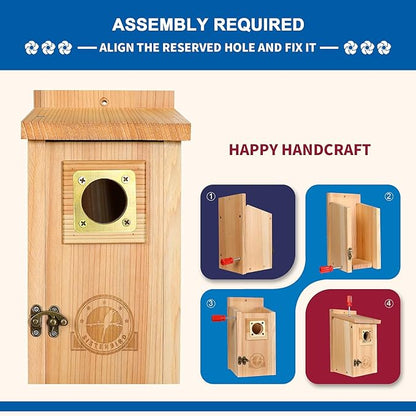 Bird Houses for Outside Clearance with Copper Guard, Cedar Bird House Outdoor, Bluebird Finch Swallow Wren Chickadee