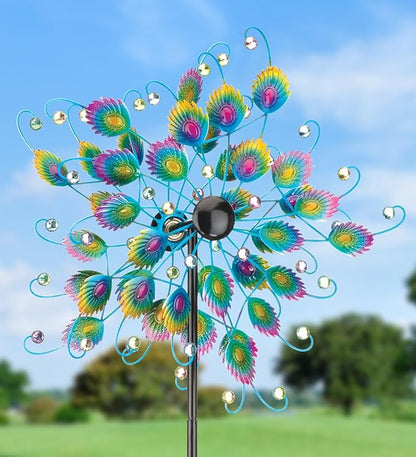 Regal Art & Gift Peacock Wind Spinner – Metal Yard Decorations Outdoor | Kinetic Garden Spinner for Lawn, Pathway, or Flower Bed | Weather-Resistant Outdoor Sculpture - 32 Inch