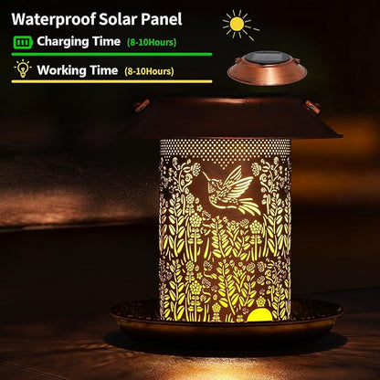 Bird Feeders for Outdoors Hummingbird Garden Decor Mothers Day Birthdays Gifts for Women Mom Grandma Solar Lanterns Outdoor Waterproof Metal Solar Decoration OutsideLED Lanterns for Yard, Patio Deals