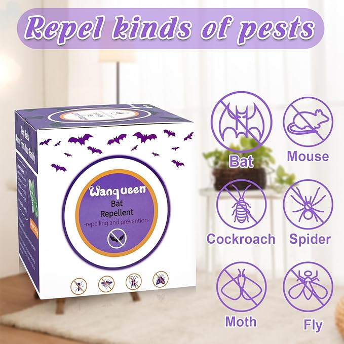 8 Pack Bat Repellent Outdoor Rodent Mouse Repellent, Peppermint Oil Bat Deterrent Repellent for Attic, Ready-to-Use Pest Repellent Scent Pouches