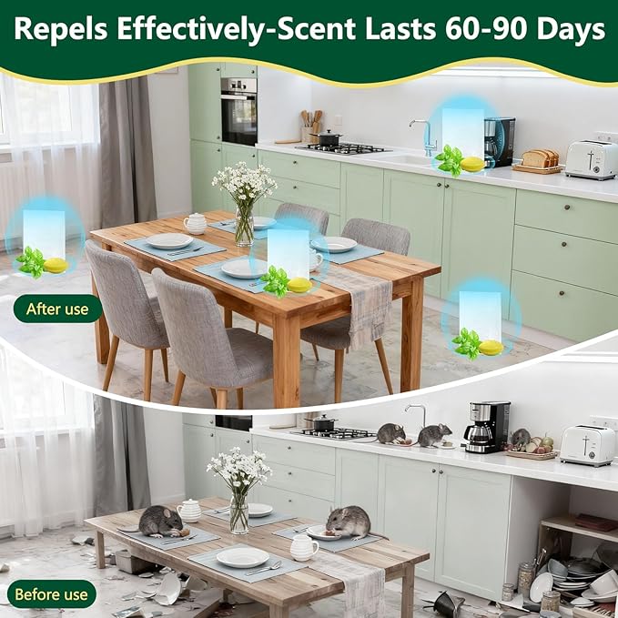 Mouse Rodent Repellent, Peppermint & Lemon Oil Mice Repellent Balls - 24 Pack Natural Rodent Deterrent for Indoor/Outdoor Use, Family & Pet Safe, Long-Lasting Insect Repellent for Home, Garden, Garage