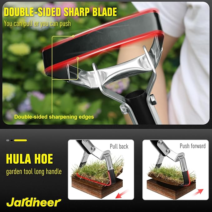 Jardineer Hula Hoe with Long Handle,Hoe Garden Tool, for Weeding, Stirrup Hoe for Flower Beds,Yards(64 inches)