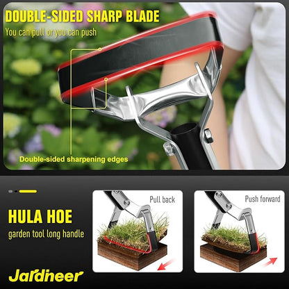Jardineer Hula Hoe with Long Handle,Hoe Garden Tool, for Weeding, Stirrup Hoe for Flower Beds,Yards(64 inches)