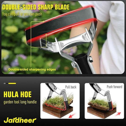 Jardineer Hula Hoe with Long Handle,Hoe Garden Tool, for Weeding, Stirrup Hoe for Flower Beds,Yards(64 inches)