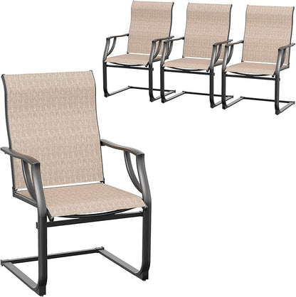 Amopatio Dining Chairs Set of 4, Patio Dining Chairs for All Weather, Breathable Garden Outdoor Furniture for Backyard Deck, Light Brown