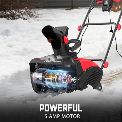 PowerSmart 18" Corded Snow Blower, Electric Snow Thrower with 15-Amp Motor, 2200 RPM, 30' Throwing Distance DB7517