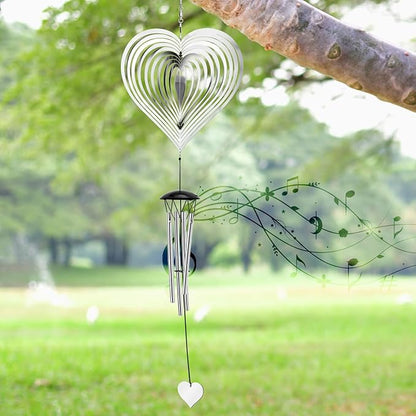 Wind Chimes with Heart Wind Spinner, Outdoor Garden Decor Wind Spinner for Women, Mom, Retirement, Teacher, Parents Birthday, Memorial, Garden Porch Patio Home Decor