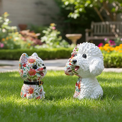 Outdoor Statues for Garden-Dog Outside Decor Clearance for Yard Art Lawn Ornaments Porch Patio Balcony Home House - Birthday Gifts for Grandma Mom Women (Teddy)