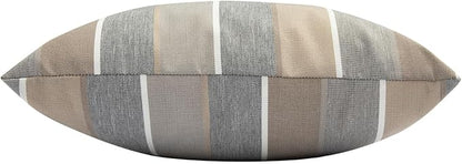 Outdoor Throw Pillows Water Resistant 18x18 inch,Decorative Throw Pillow with Insert Set of 2,Hidden Zipper Headrests for Patio Furniture Sofa Couch Chair(Gray Stripe)