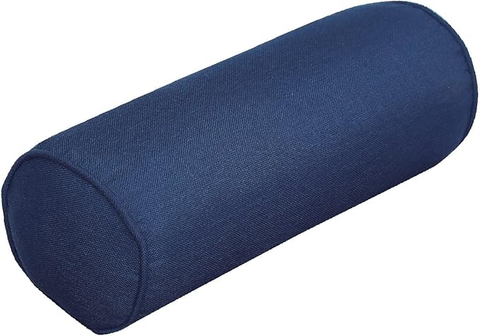 Indoor/Outdoor Bolster Pillows, 16x6 inches Solid Round Lumbar Cylinder Throw Pillows for Outdoor Furnitures, Set of 2, Navy Blue