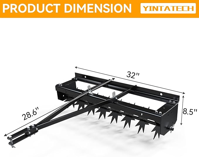 YINTATECH 48" Lawn Aerator Tow Behind with Universal Hitch for spike Aerator, Black