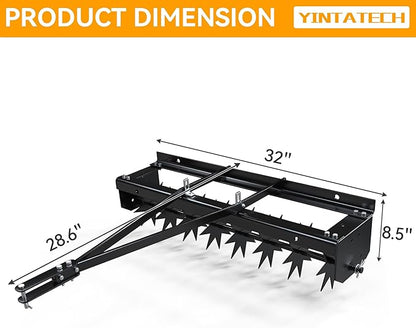 YINTATECH 48" Lawn Aerator Tow Behind with Universal Hitch for spike Aerator, Black