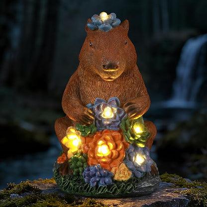 Solar Capybara Statue Light, Weatherproof Resin Animal Garden Decor Auto On/Off - Zen Friend for Patio Pond,Yoga Garden Spaces & Housewarming