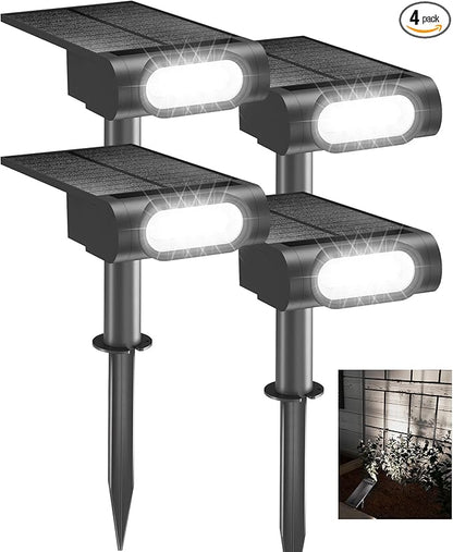 EZVALO Solar Spot Lights Outdoor Waterproof IP67, 3 Lighting Modes Landscape Spotlights, Efficient King-Size LEDs, Solar Powered for Garden Yard Pathway (4Pack-Cool White)