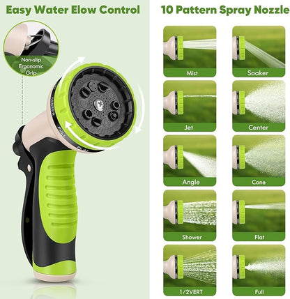 Garden Hose 200ft, Stainless Steel Heavy Duty Water Hose with 10 Function Nozzle Flexible, Lightweight, No-Kink, Pet Proof, Puncture Proof Metal Hose for Yard, Outdoor