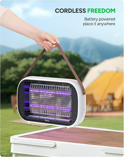 Buzbug LED Bug Zapper Outdoor Indoor, 10 Years Lifespan Lamp, Rechargeable 5200mAh Battery, Portable Camping Fruit Fly Mosquito Moth Gnat Wasp Trap, Killer, Zapper -MA015C (White)