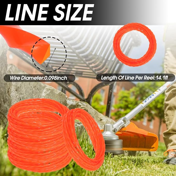 AL2420P 0.095'' Pre-Cut Twisted Timmer Line Replace AL2420P for EGO 56V 15-Inch Trimmer & Multi-Head String Trimmer Attachment 14Ft Per Roll 16 Pack