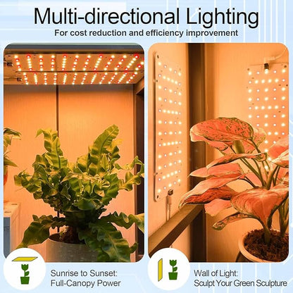 DOMMIA Grow Light, 20W Ultra-Thin Panel Grow Lights for Indoor Plants, High PPFD Full Spectrum, Dimmable, 6/12/16H Timer Auto on/Off, Suitable for Indoor Growing, Warm White 1-Pack