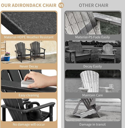 Stackable Adirondack Chairs Set of 2, Space Saving HDPE All-Weather Fire Pit Chair for Outdoor Lawn Porch Deck