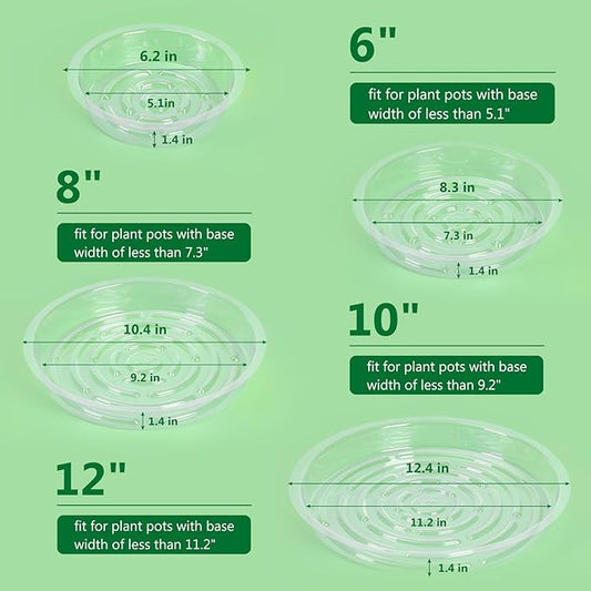 JERIA 8 Inch 20 Pack Clear Plant Saucers,Plastic Flower Pot Trays,Round Durable Plant Drip Trays for Indoor and Outdoor