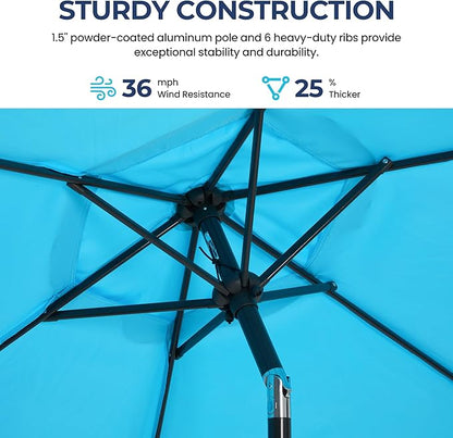 SUNVIVI OUTDOOR Outdoor Patio Umbrella, Patio Umbrella, Market Umbrella, Large Outdoor Umbrella, Metal Pole Umbrella with Push Button Tilt and Crank, Polyester Canopy